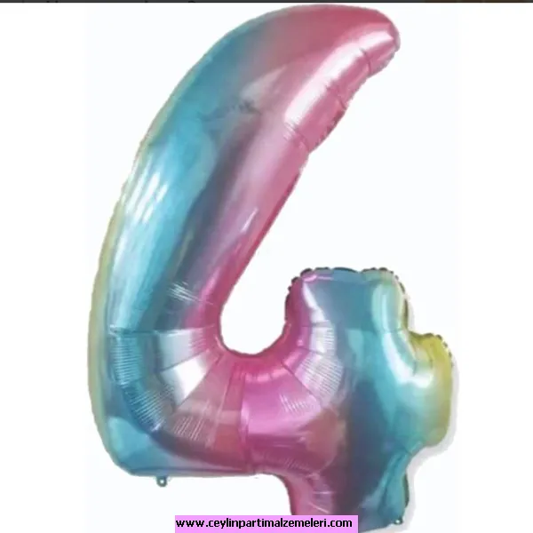 4 Rakam Renkli Folyo Balon 